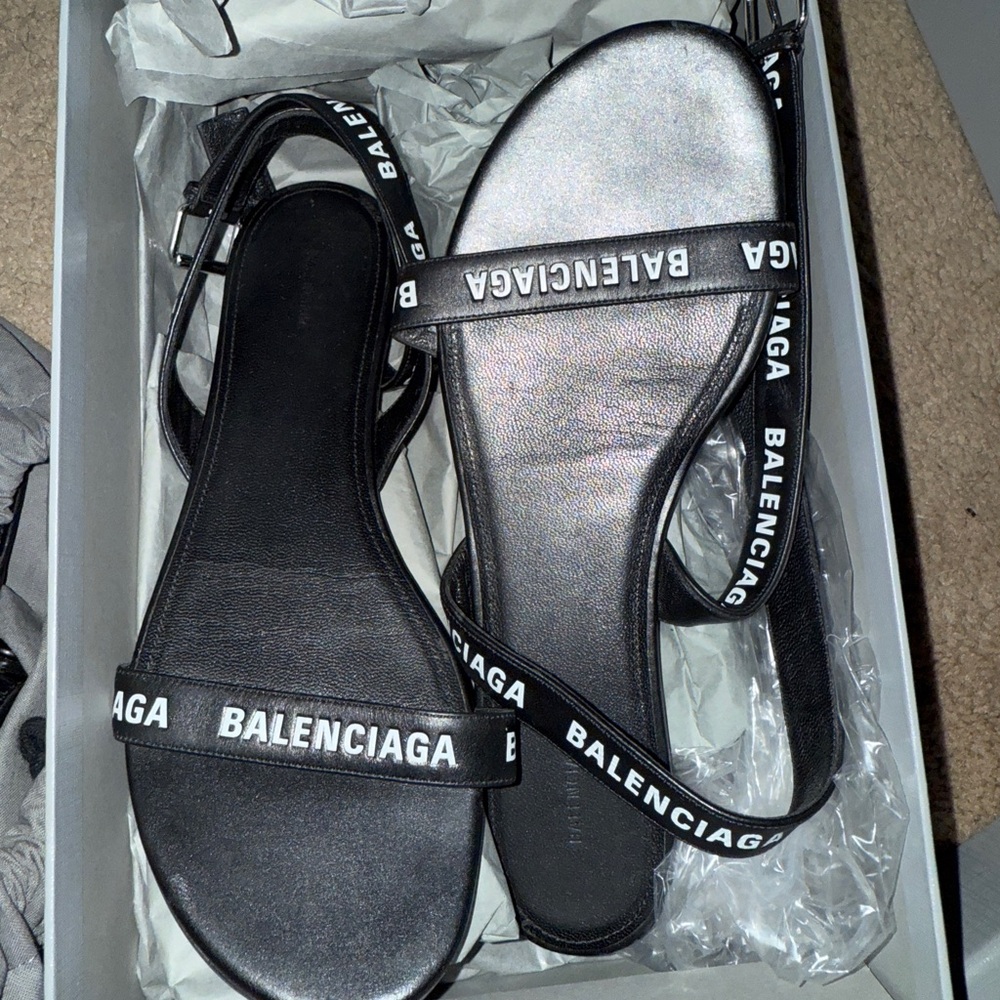 Balenciaga Black Strappy Sandals